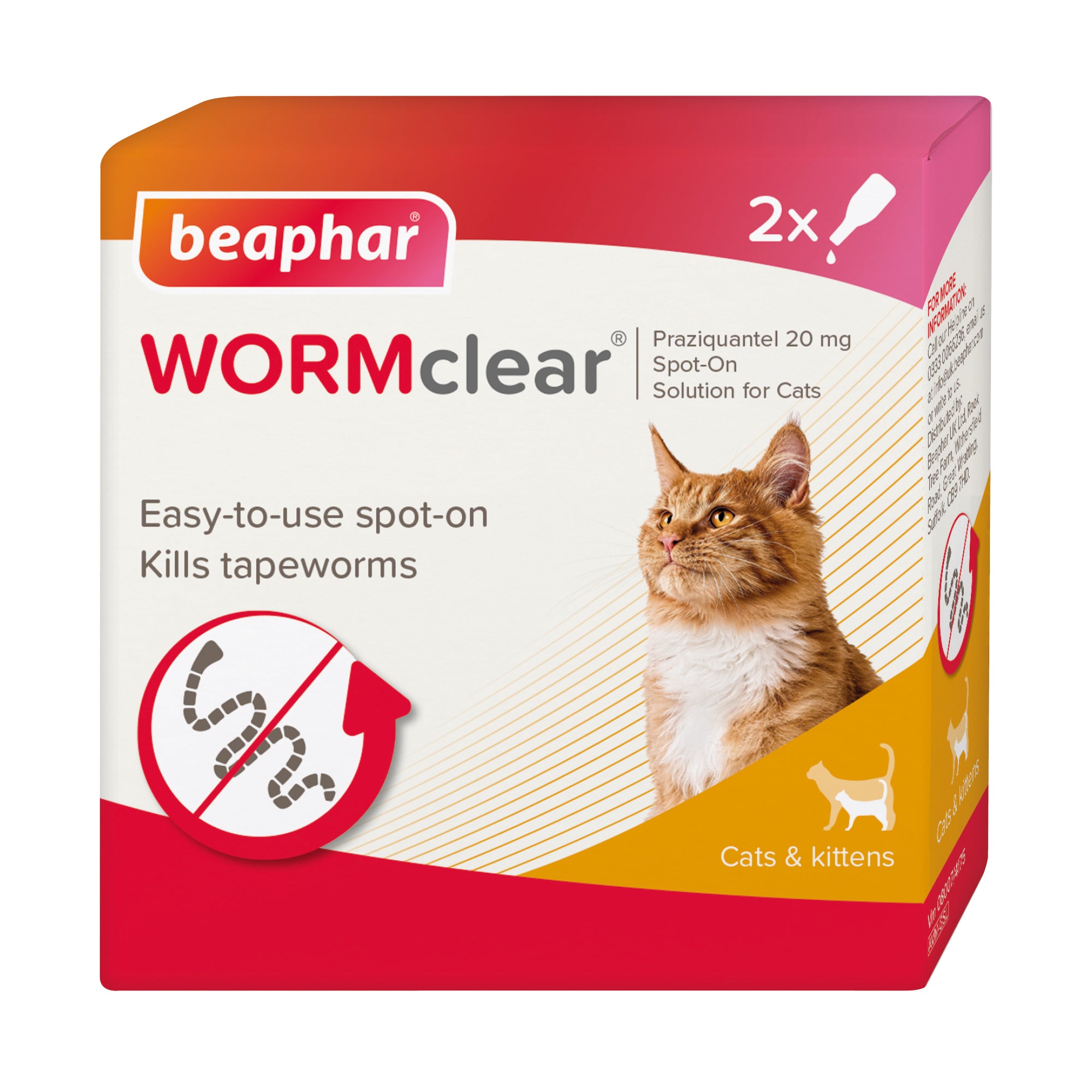 Beaphar WORMclear Spot-On for Cats - 2 tubes