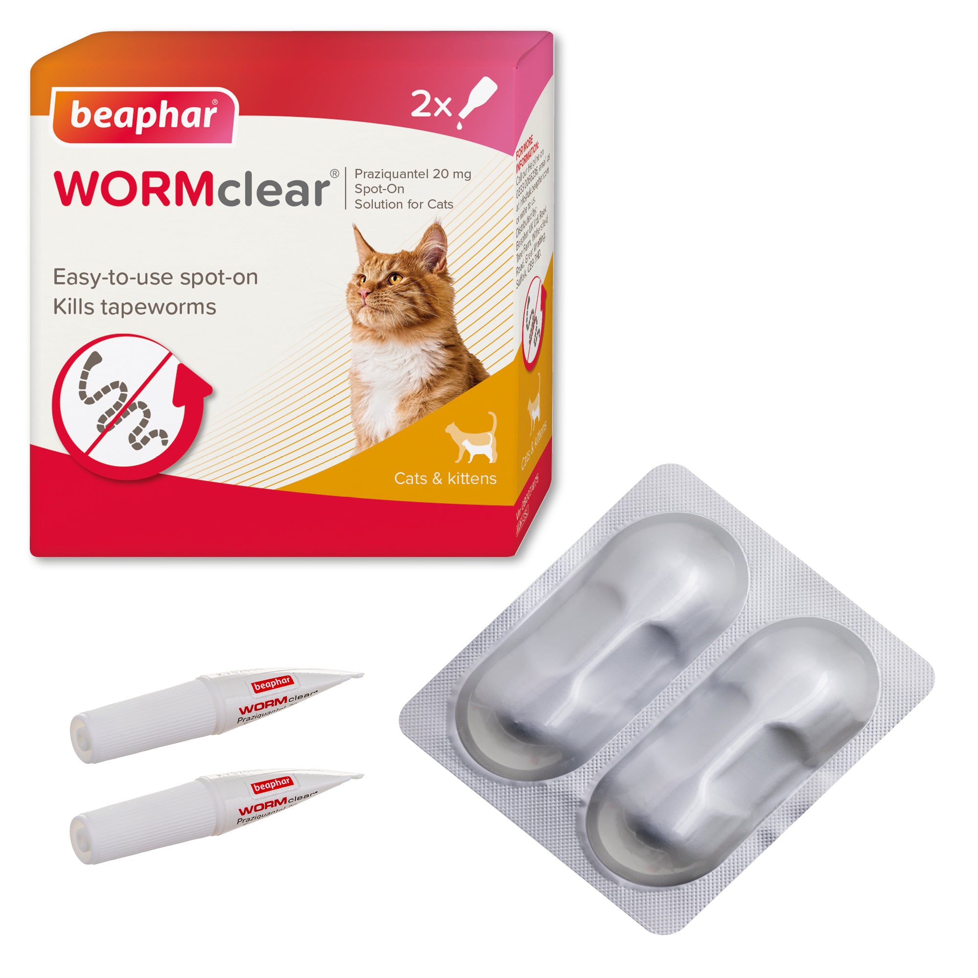Beaphar WORMclear Spot-On for Cats - 2 tubes