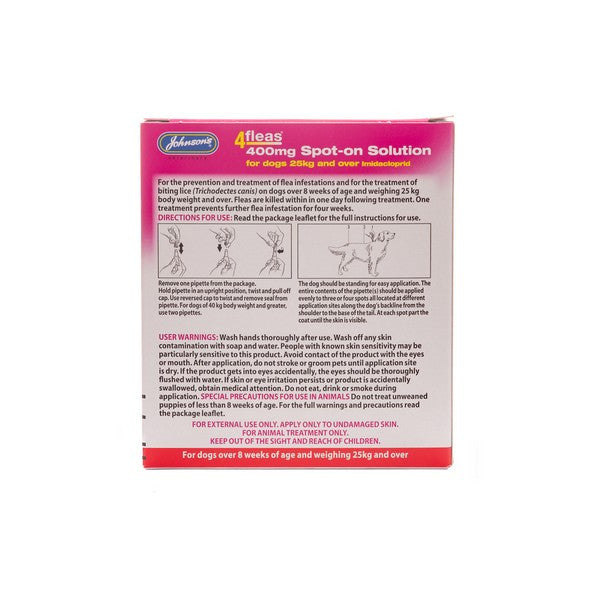 JVP 4 Fleas Spot On Large Dog 400mg