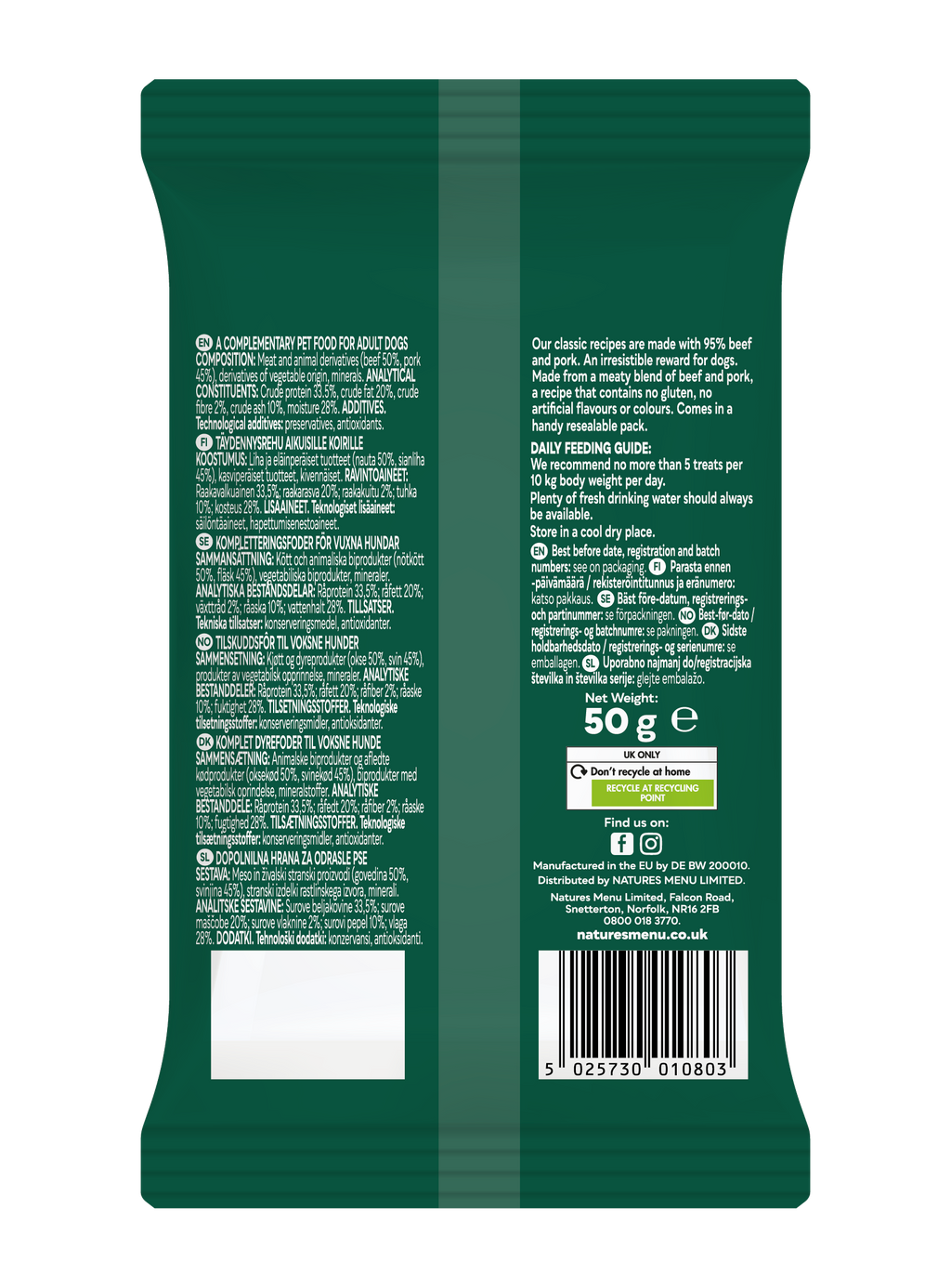 Natures Menu Meaty Treats 95% Beef & Pork 50g