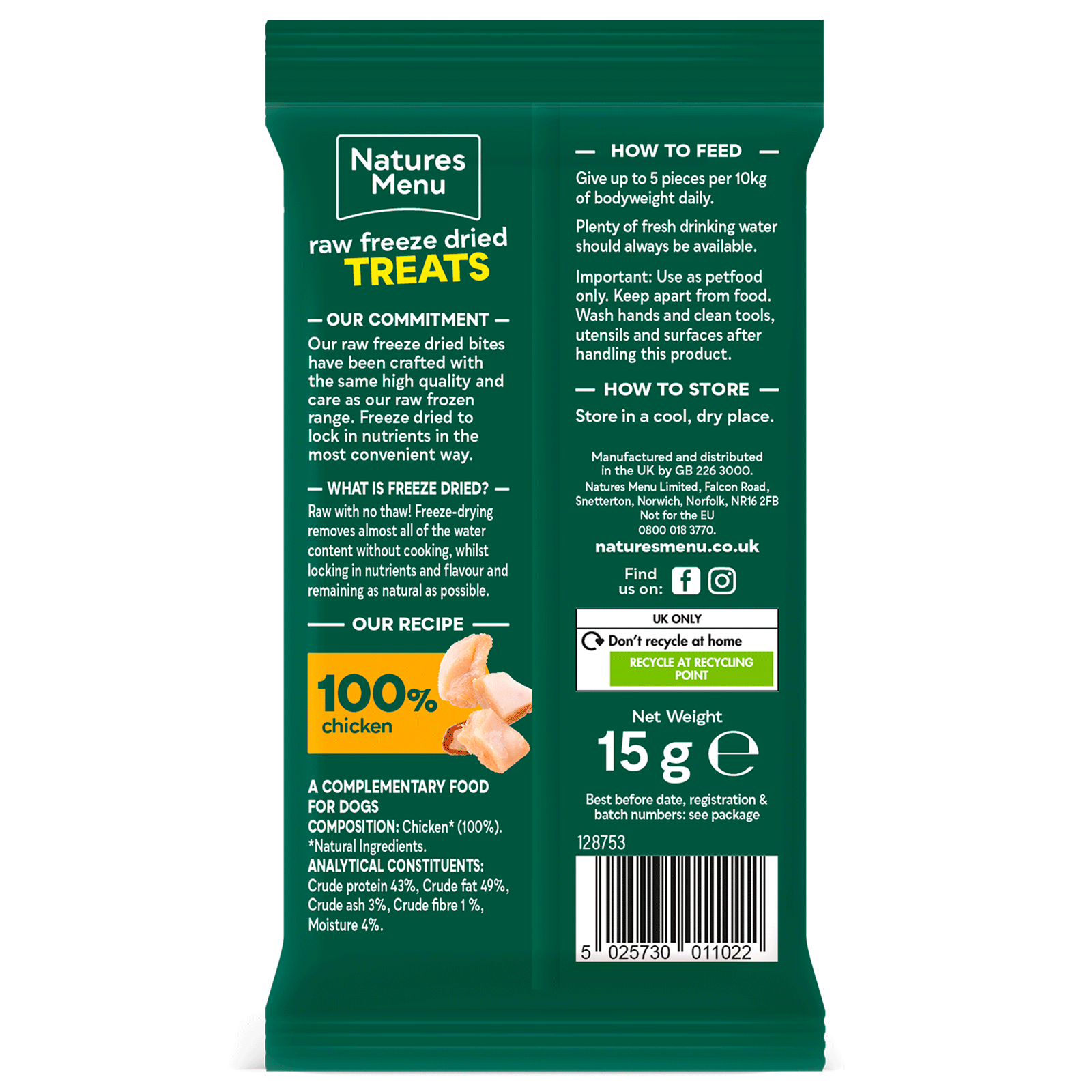 Natures Menu Raw Freeze Dried Chicken 15g