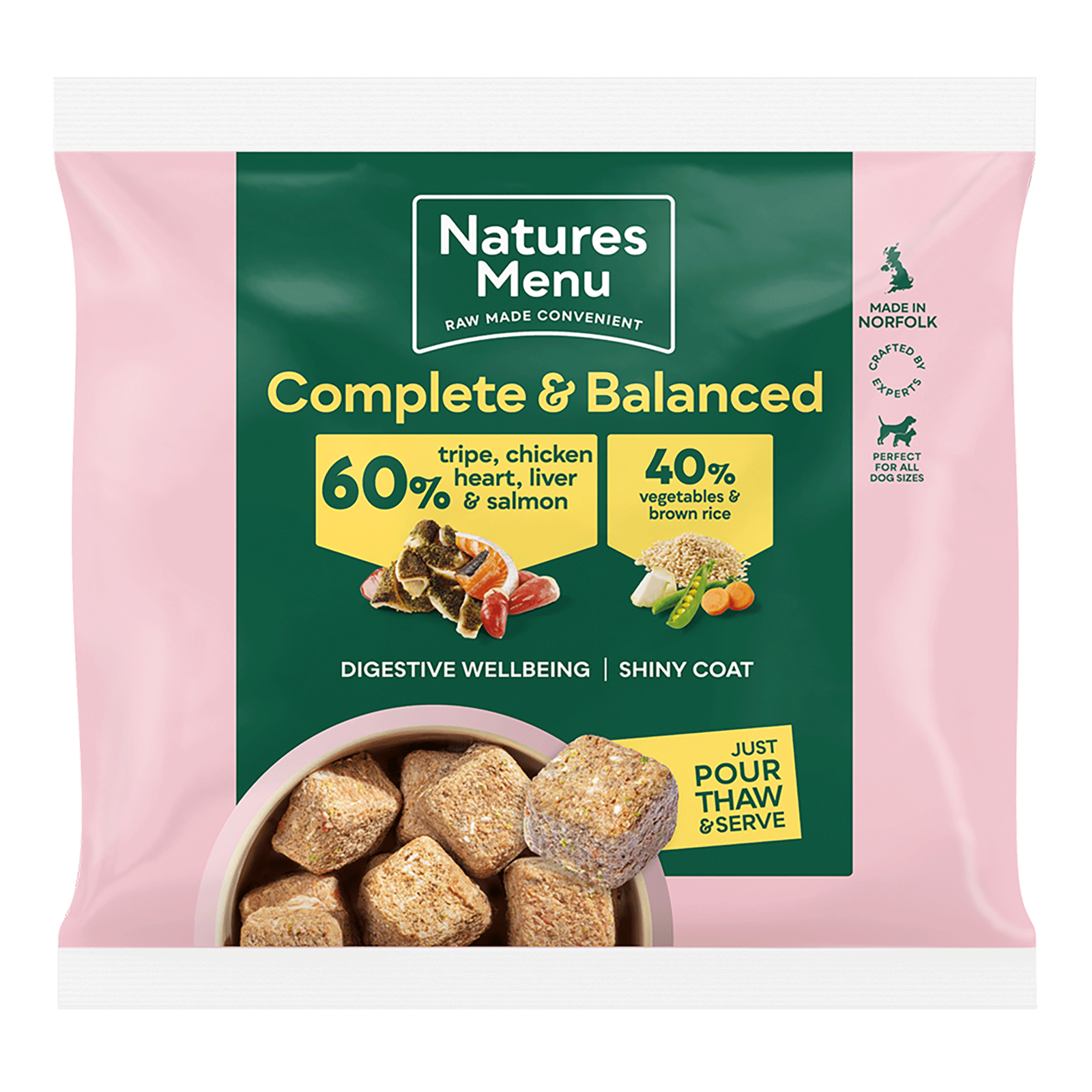 Natures Menu 60/40 Tripe, Chicken, Heart, Liver & Samon