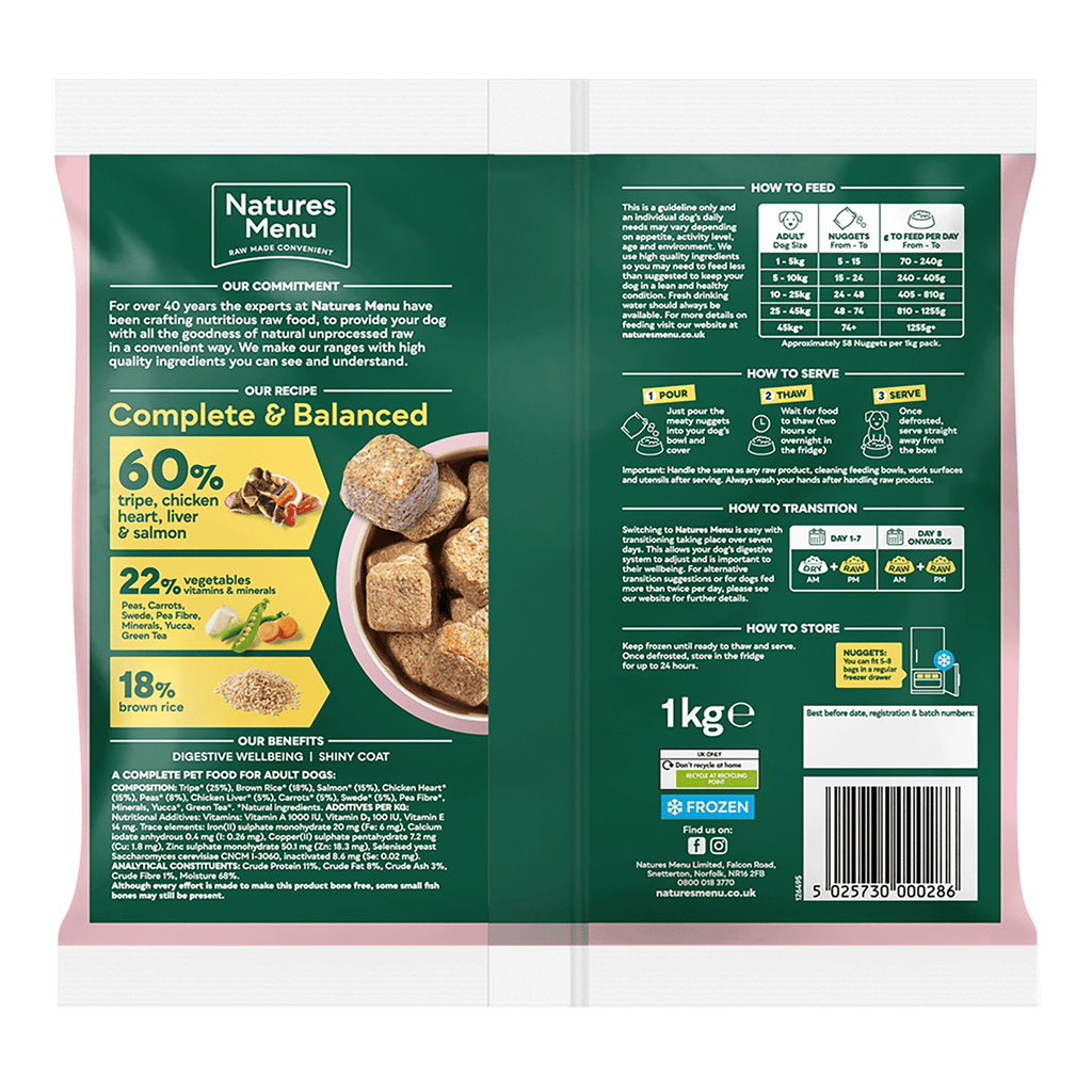 Natures Menu 60/40 Tripe, Chicken, Heart, Liver & Samon