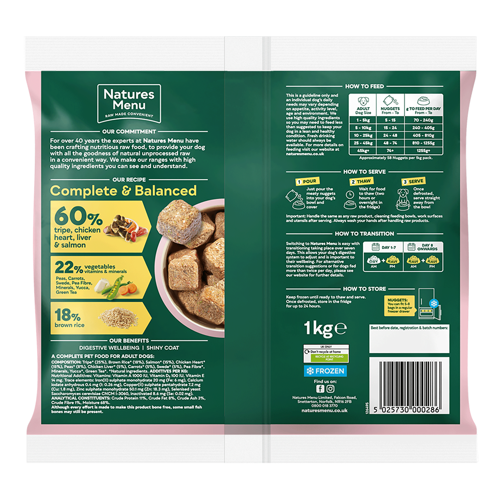Natures Menu 60/40 Tripe, Chicken, Heart, Liver & Samon