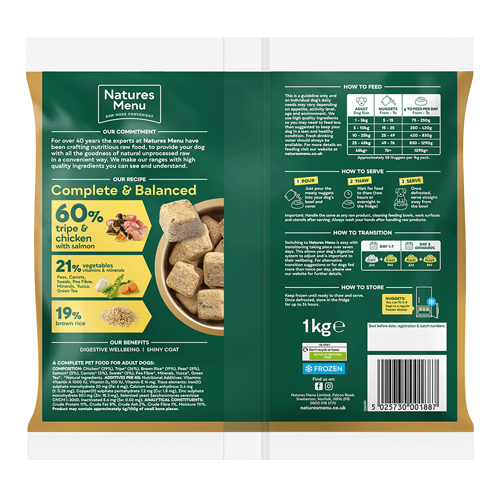 Natures Menu 60/40 Tripe & Chicken 1kg